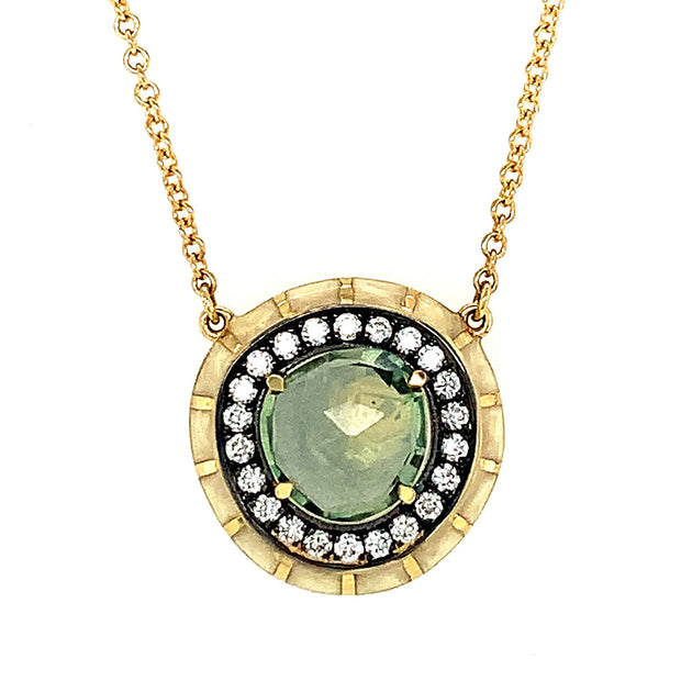 Montana Sapphire, Diamond, & Enamel Necklace - "Rock Candy Acadia"