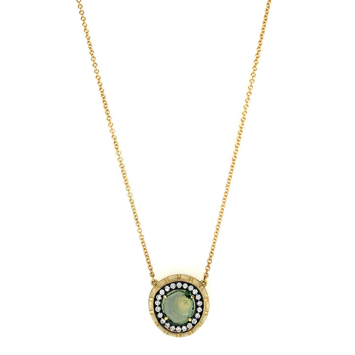 Montana Sapphire, Diamond & Enamel Necklace - "Rock Candy Acadia"