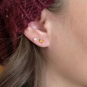 Montana Sapphire Stud Earrings - "Orange Blossom"