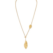 Yellow Gold Lariat Necklace - "Southern Oak & Briar Leaf"