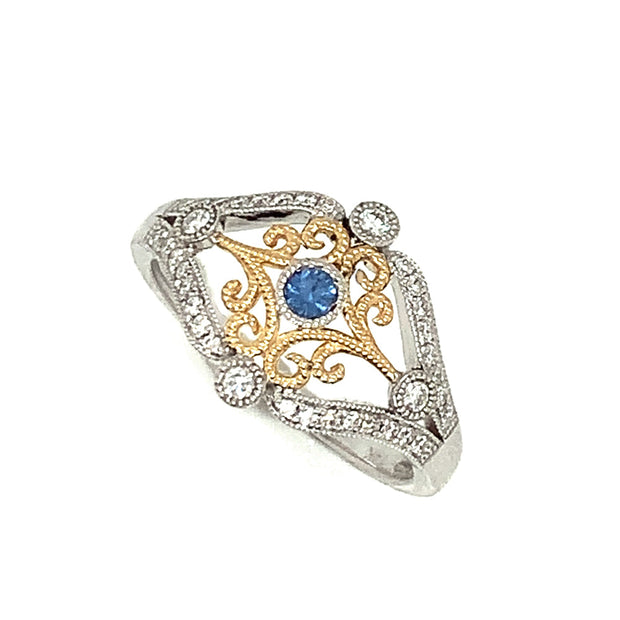 Yogo Sapphire & Diamond Ring - "Ivy"