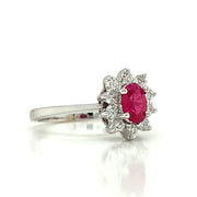 Ruby & Diamond White Gold Ring- "North Star"