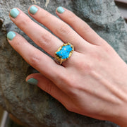 Sterling Silver & 22K Gold Turquoise Ring - "The Crusader"