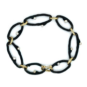18K Yellow Gold & Cobalt Chrome Diamond Bracelet-"Hemp Oval"