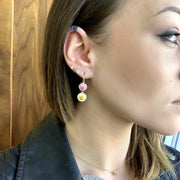 Montana Sapphire and Enamel Earrings - Custom "Rock Candy Taffy"