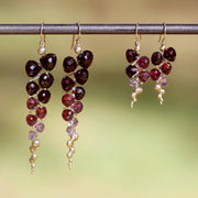 Almandine, Malaya, & Rhodolite Drop Earrings - "Large Caviar"