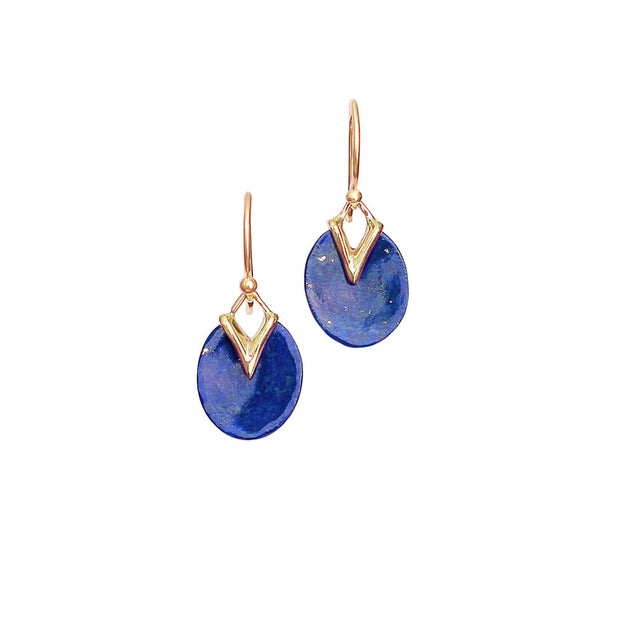 Tiny Lapis Lazuli Earrings - "Lily Pads"