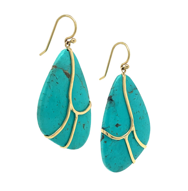 Gold and Turquoise Butterfly Wing Earrings
