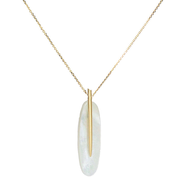 Small Mother of Pearl Feather Necklace