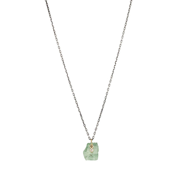 Rough Montana Sapphire Pendant with Diamond - "Treasure"