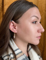Grey Pearl & Rose Quartz Drop Earrings