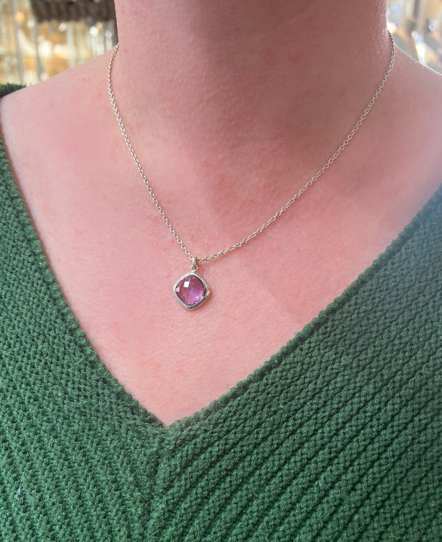 Sterling Silver Kite-Shaped Amethyst Necklace