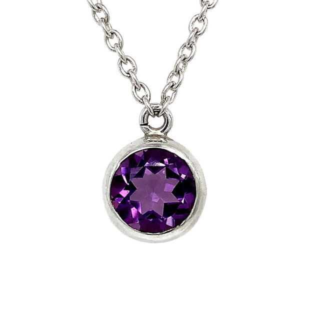 Sterling Silver Amethyst Necklace - "Full Moon"