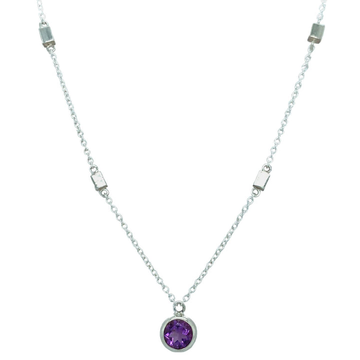 Sterling Silver Amethyst Necklace - "Full Moon"