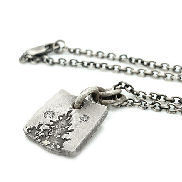 Sterling Silver Tree Necklace with Diamonds - "Countryside"