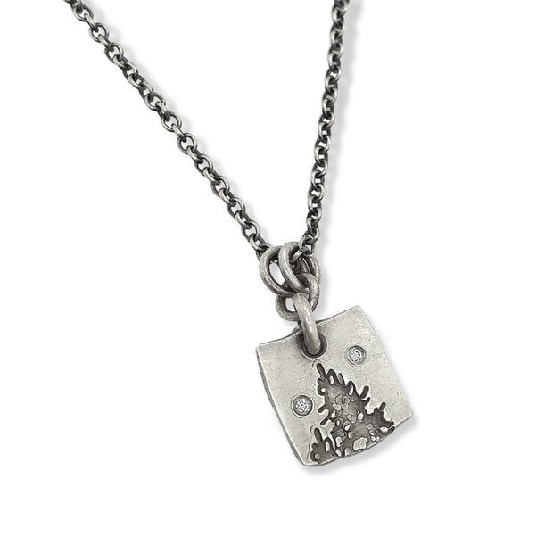 Sterling Silver Tree Necklace with Diamonds - "Countryside"