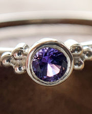 Sterling Silver and Yogo Sapphire Ring - "Vineyard Fruit"