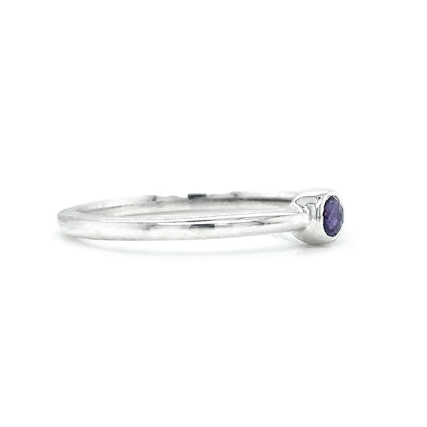 Silver Montana Yogo Sapphire Ring - "Blackberry Beauty "