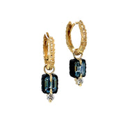 Blue Montana Sapphire Charms & Cobalt Chrome Hoop Earrings