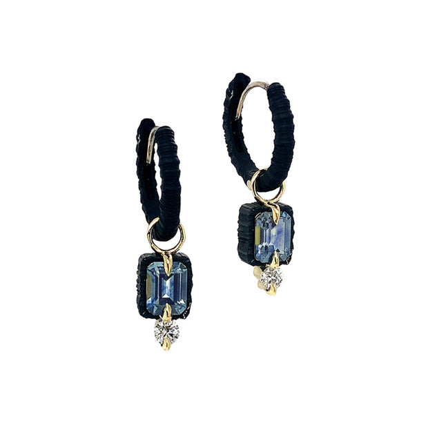 Blue Montana Sapphire Charms & Cobalt Chrome Hoop Earrings