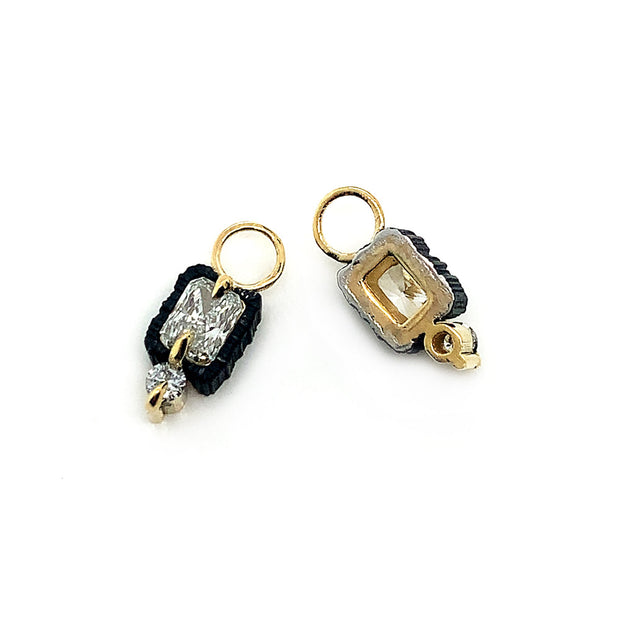 Cobalt Chrome and Gold Earring Charms with Diamonds