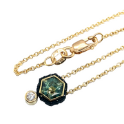 Hexagonal Montana Sapphire & Diamond Necklace - "Mirage"