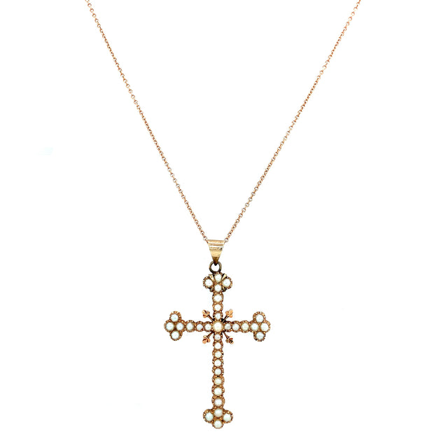 Seed Pearl Victorian Cross Pendant