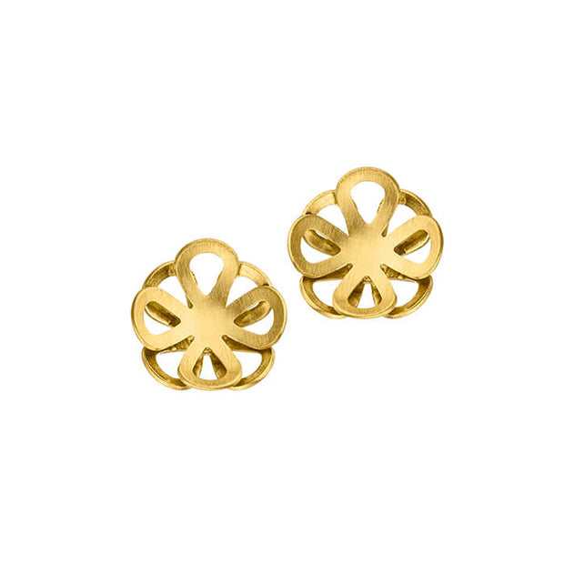 Gold Stud Earrings - "Contemporary Blossom"