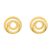 Geometric Gold Stud Earrings - "Molten Loops"