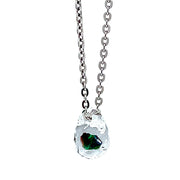 Stainless Steel Small Gilson Opal Borosilicate Glass Drop Necklace - "Green"