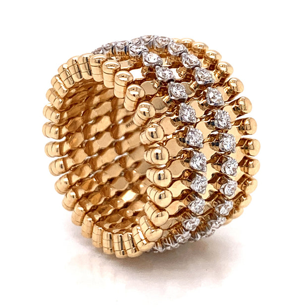 Rubans Voguish Gold Toned Pave Zirconia Studded Adjustable Ring