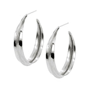 Sterling Silver Earrings - "Large Ridge Hoops"