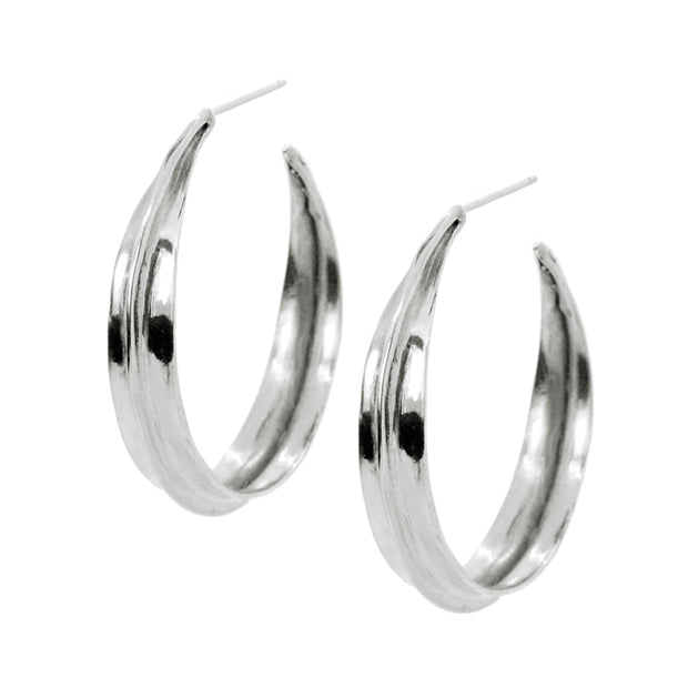 Sterling Silver Earrings - "Large Ridge Hoops"