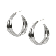 Sterling Silver Earrings - "Medium Ridge Hoops"