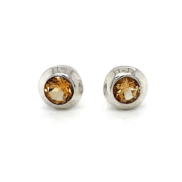 Sterling Silver and Citrine Stud Earrings