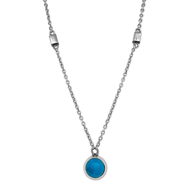 Sterling Silver Turquoise Necklace- "Big Wave"