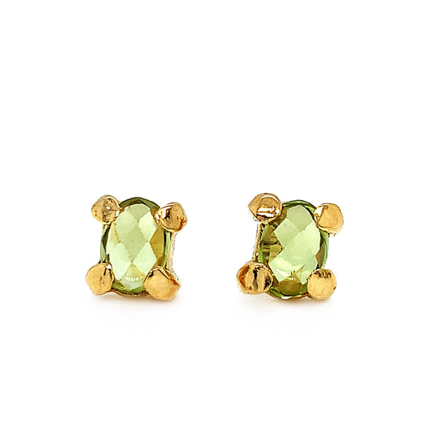 Gold Vermeil and Peridot Studs- "Garden Party"