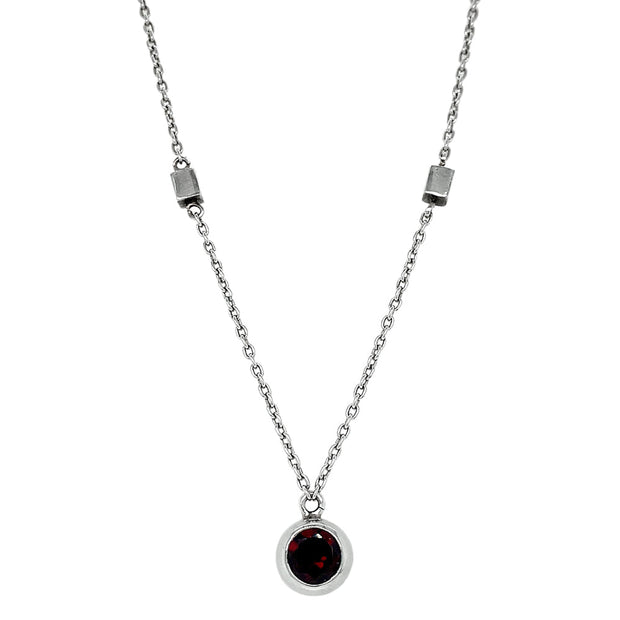 Sterling Silver Garnet Necklace- "Pinot Noir"