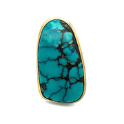 Silver and Gold Turquoise Ring - "Shenandoah"