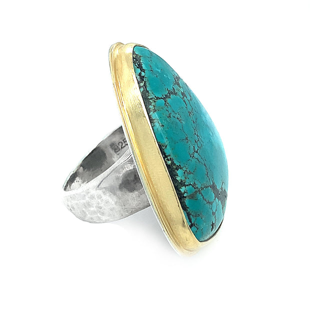 Silver and Gold Turquoise Ring - "Yosemite"