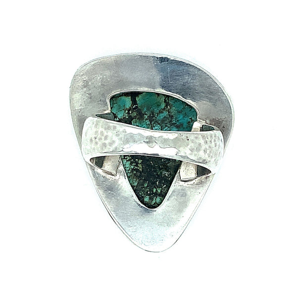 Silver and Gold Turquoise Ring - "Yosemite"