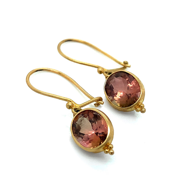 Pink Tourmaline Drop Earrings - "Satin Rosé"