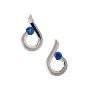 Platinum Tension-Set Yogo Sapphire Earrings