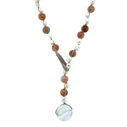 Sunstone and Keshi Pearl Necklace- "Beach Bound"