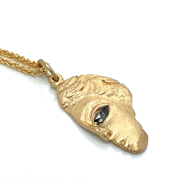 Gold and Marquise Diamond Pendant - "Goddess Face Fragment"