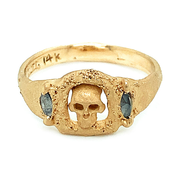 Gold & Grey Diamond Ring - "Skull Altar"