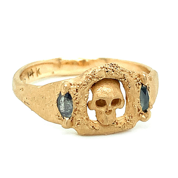 Gold & Grey Diamond Ring - "Skull Altar"