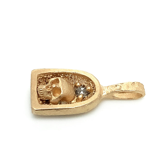 Petite Gold & Diamond Pendant - "Skull Shrine"