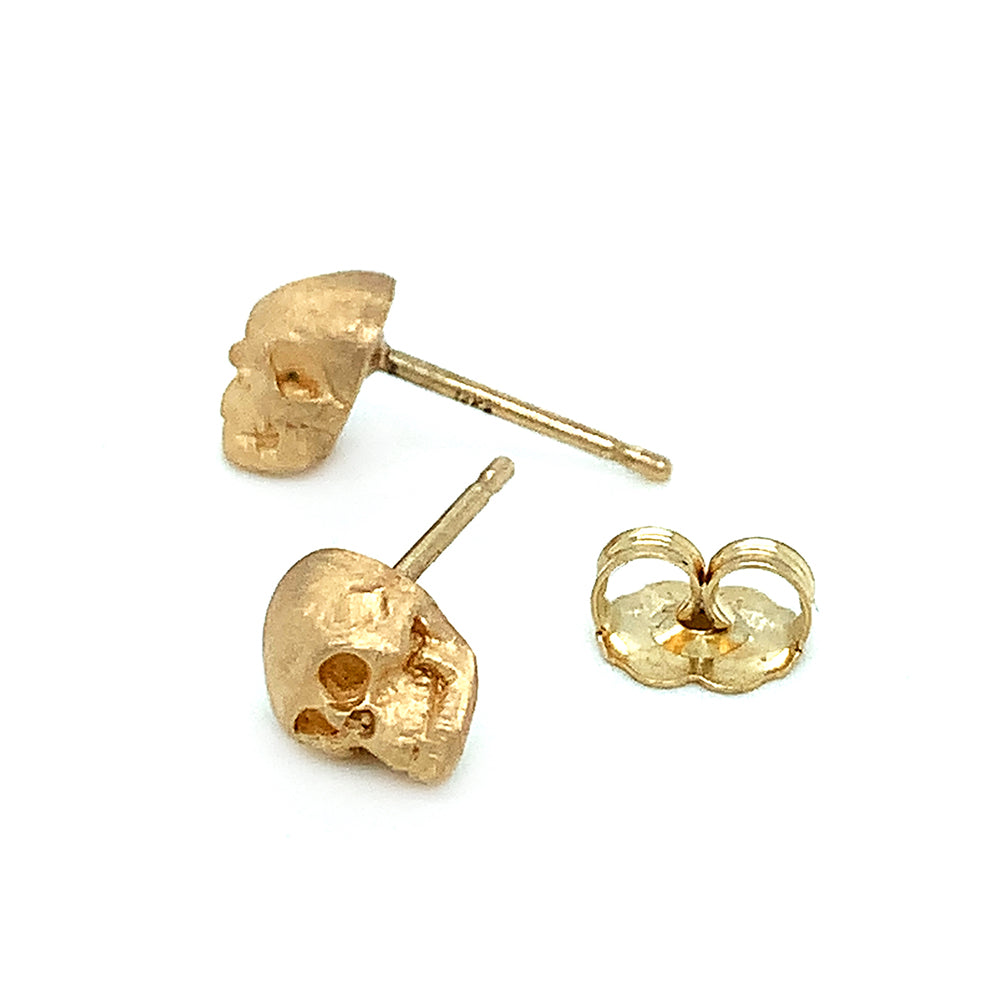 Gold Skull Stud Earrings - "Crypta"