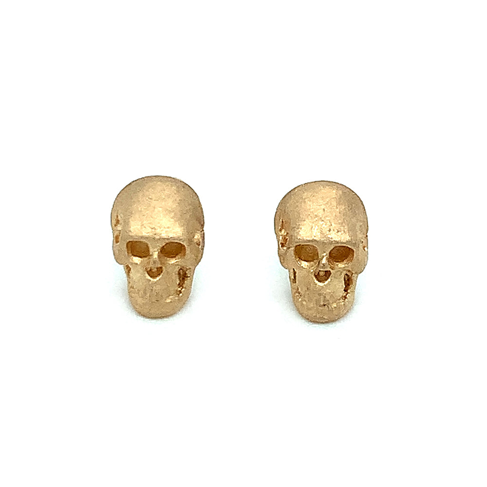 Gold Skull Stud Earrings - "Crypta"